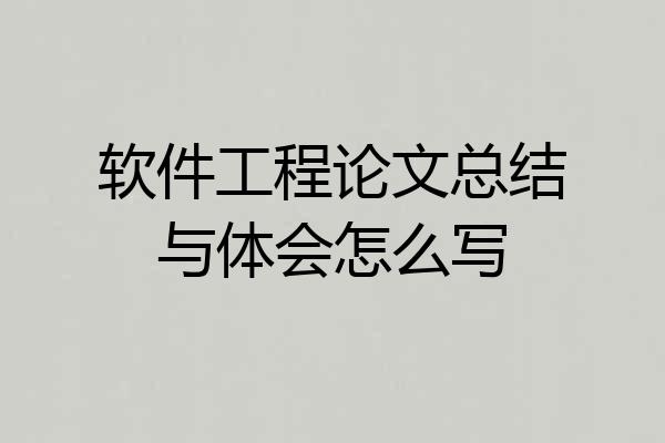 软件工程论文总结与体会怎么写