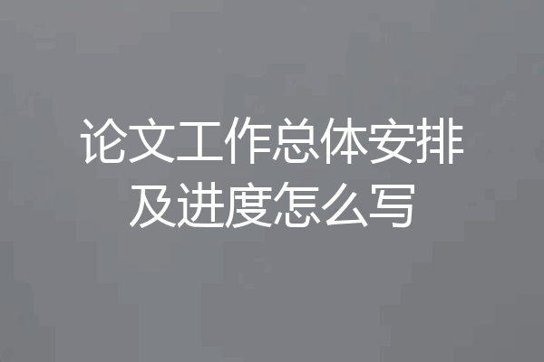论文工作总体安排及进度怎么写