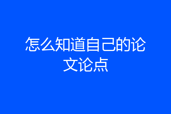 怎么知道自己的论文论点