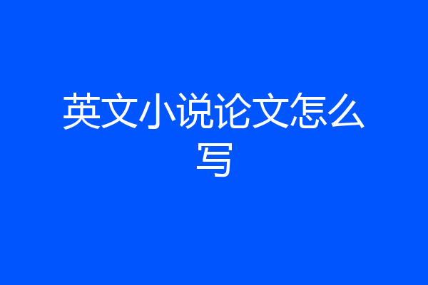 英文小说论文怎么写
