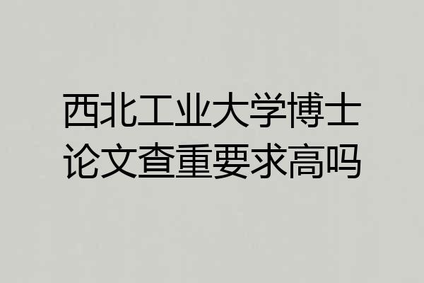 西北工业大学博士论文查重要求高吗