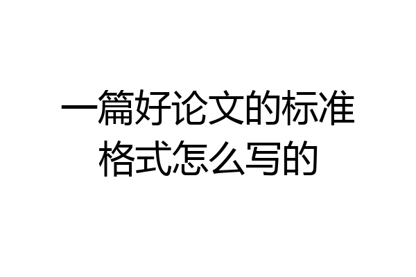 一篇好论文的标准格式怎么写的