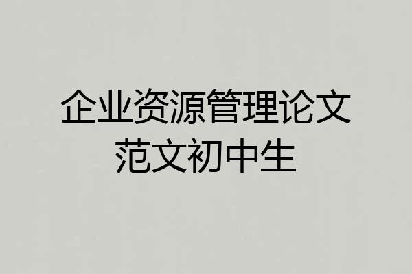 企业资源管理论文范文初中生