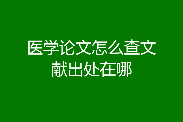 医学论文怎么查文献出处在哪