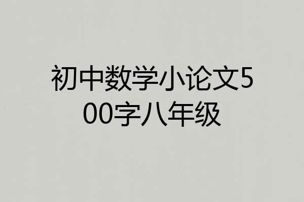 初中数学小论文500字八年级