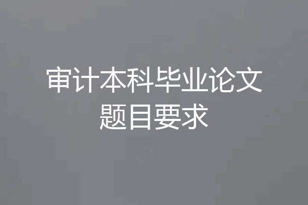 审计本科毕业论文题目要求
