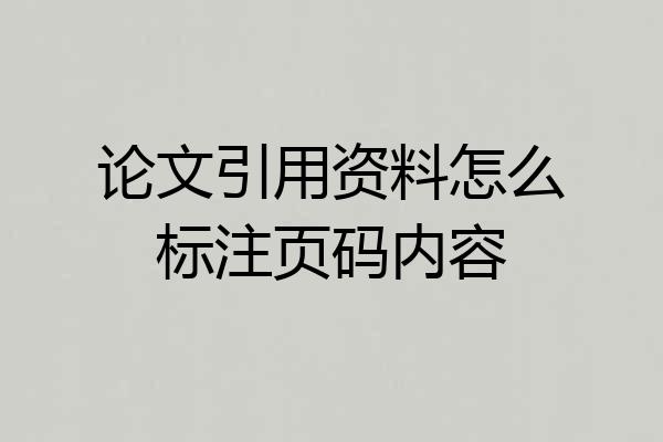 论文引用资料怎么标注页码内容