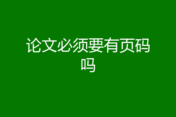 论文必须要有页码吗