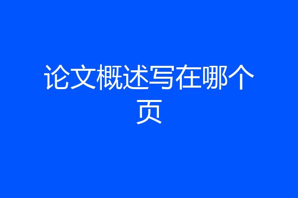 论文概述写在哪个页