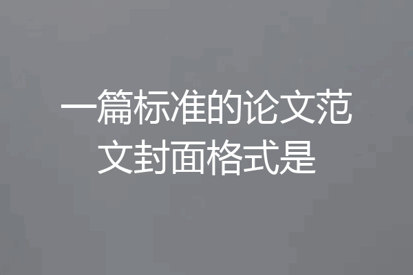 一篇标准的论文范文封面格式是