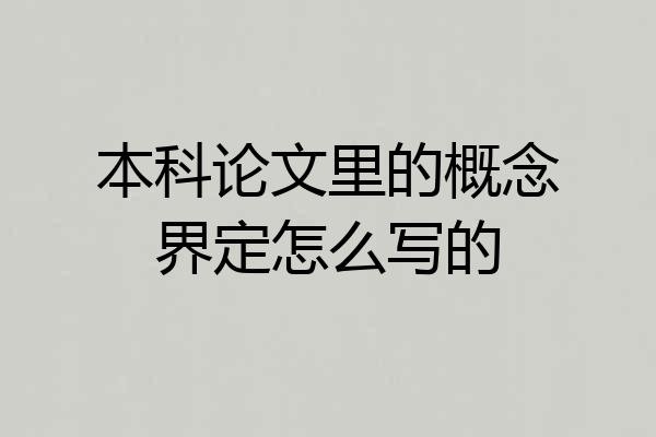 本科论文里的概念界定怎么写的