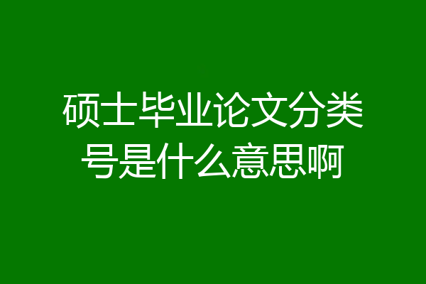 硕士毕业论文分类号是什么意思啊