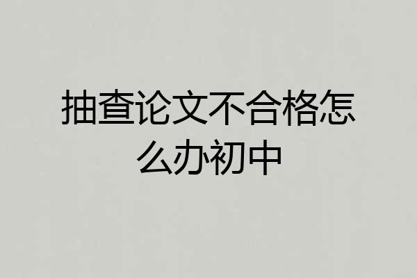 抽查论文不合格怎么办初中