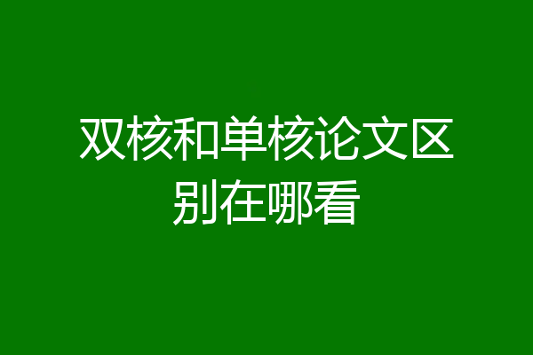 双核和单核论文区别在哪看