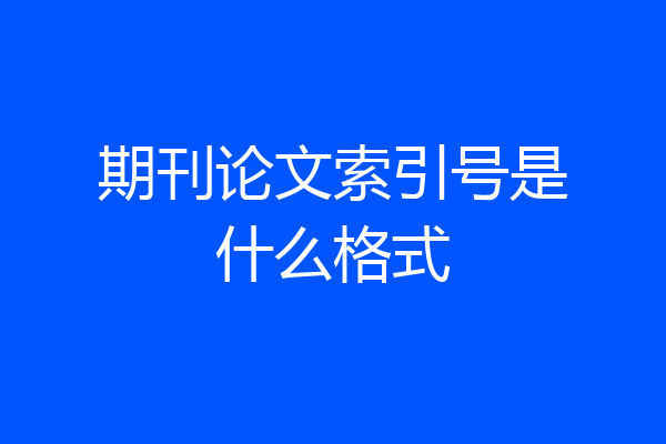期刊论文索引号是什么格式