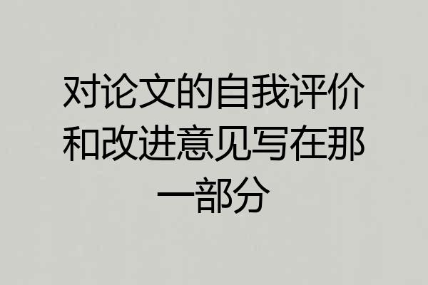 对论文的自我评价和改进意见写在那一部分
