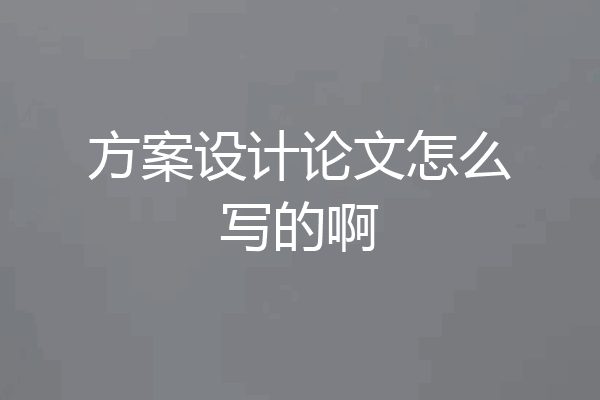 方案设计论文怎么写的啊