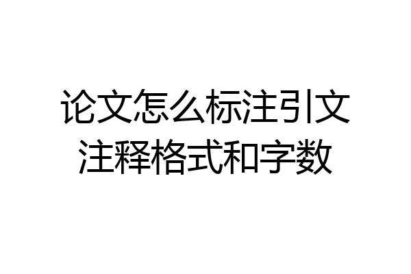 论文怎么标注引文注释格式和字数