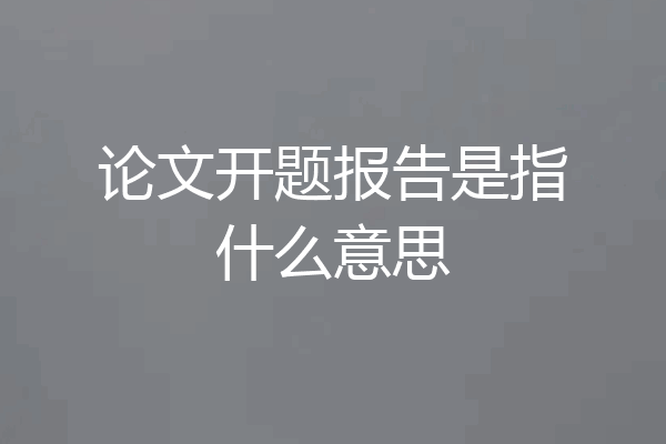 论文开题报告是指什么意思