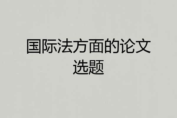 国际法方面的论文选题
