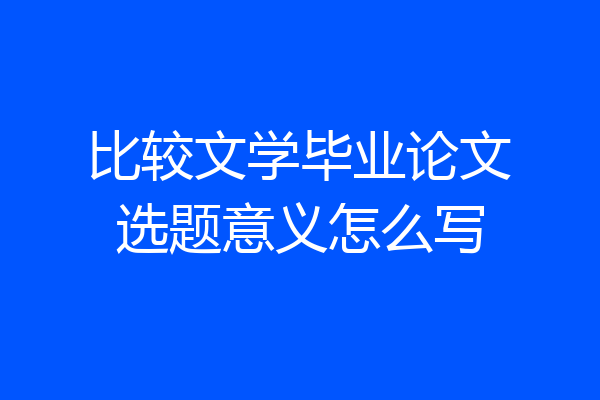 比较文学毕业论文选题意义怎么写