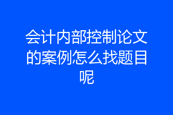 会计内部控制论文的案例怎么找题目呢
