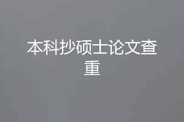 本科抄硕士论文查重