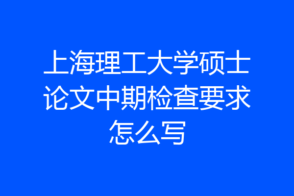 上海理工大学硕士论文中期检查要求怎么写