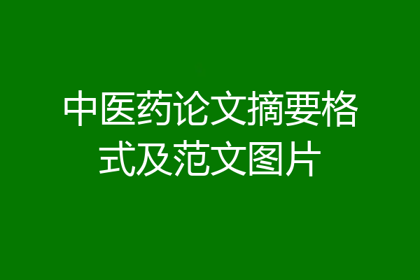 中医药论文摘要格式及范文图片