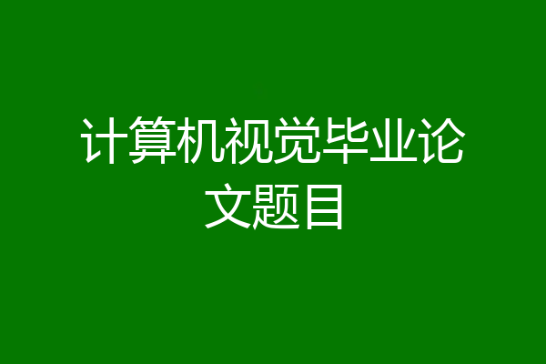 计算机视觉毕业论文题目