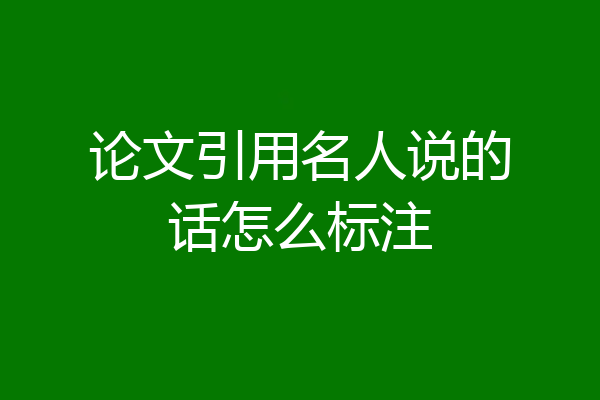 论文引用名人说的话怎么标注