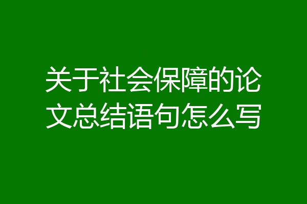 关于社会保障的论文总结语句怎么写