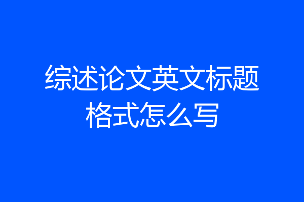 综述论文英文标题格式怎么写