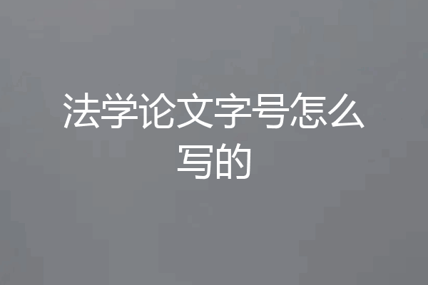 法学论文字号怎么写的