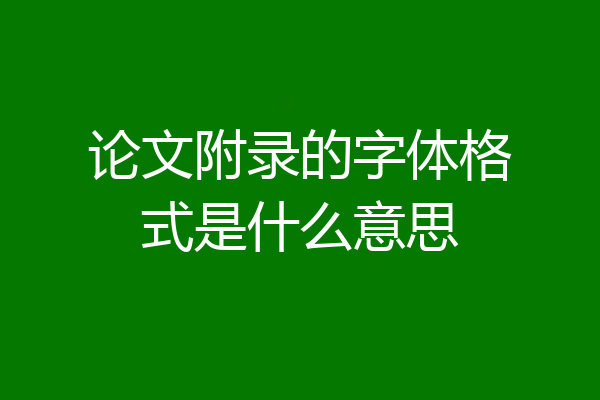 论文附录的字体格式是什么意思
