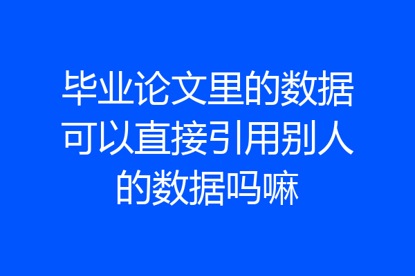 毕业论文里的数据可以直接引用别人的数据吗嘛