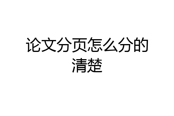 论文分页怎么分的清楚