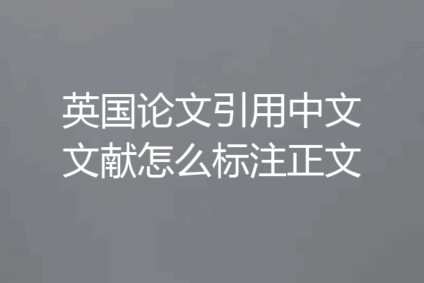 英国论文引用中文文献怎么标注正文