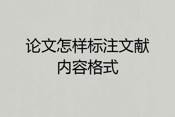 论文怎样标注文献内容格式