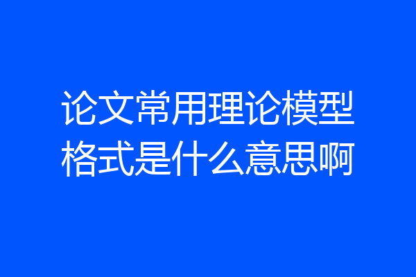 论文常用理论模型格式是什么意思啊