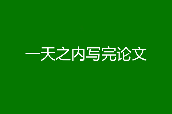 一天之内写完论文