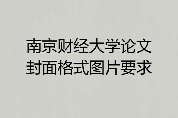 南京财经大学论文封面格式图片要求