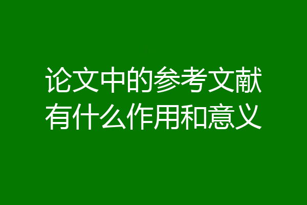 论文中的参考文献有什么作用和意义