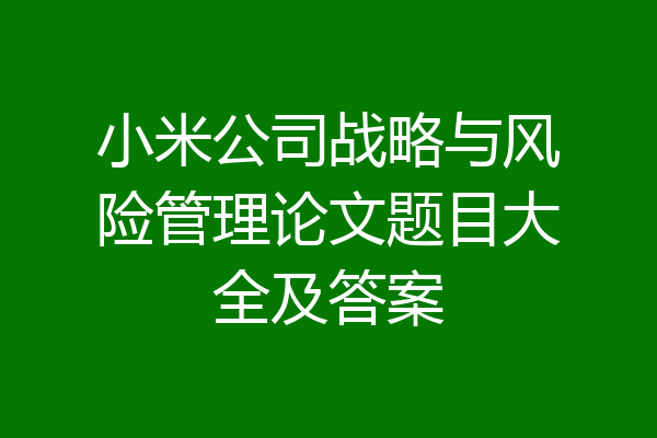小米公司战略与风险管理论文题目大全及答案