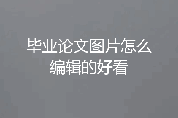 毕业论文图片怎么编辑的好看