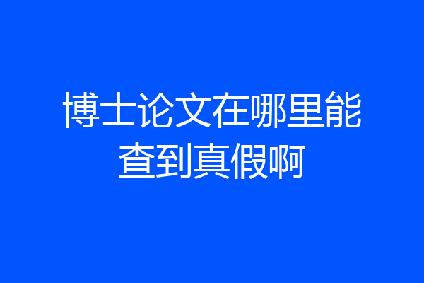 博士论文在哪里能查到真假啊