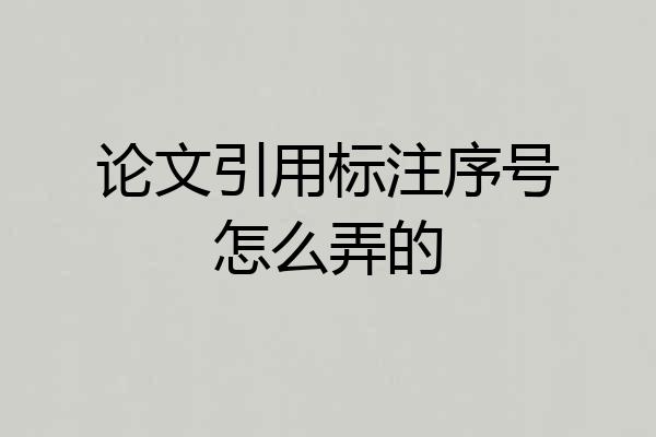 论文引用标注序号怎么弄的