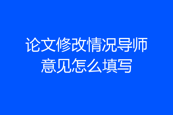 论文修改情况导师意见怎么填写