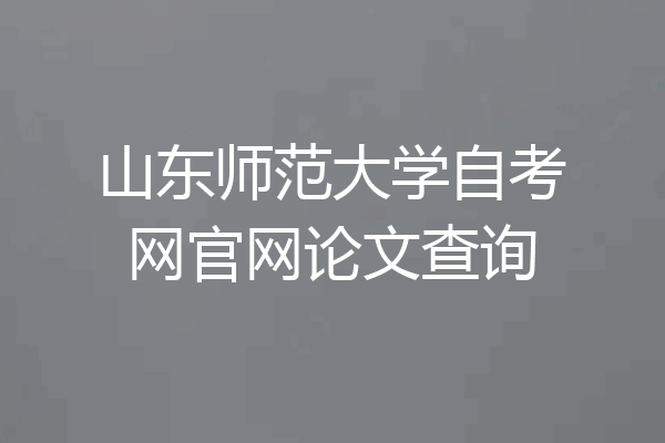 山东师范大学自考网官网论文查询
