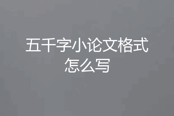 五千字小论文格式怎么写